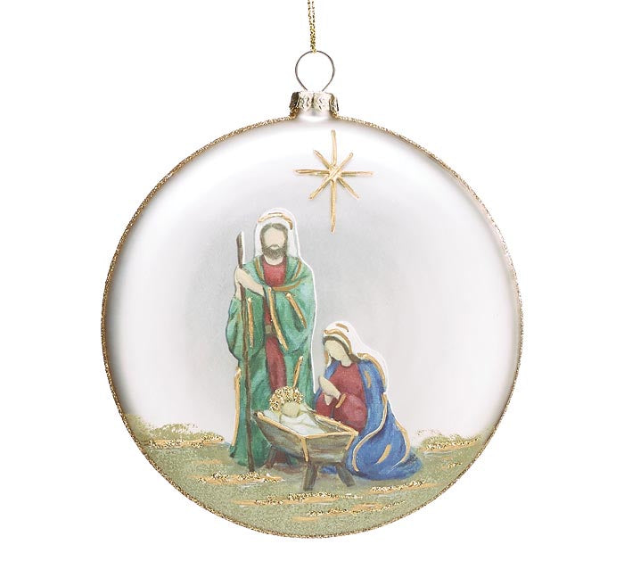 ORNAMENT GILDED GLORY HOLY FAMILY GLASS