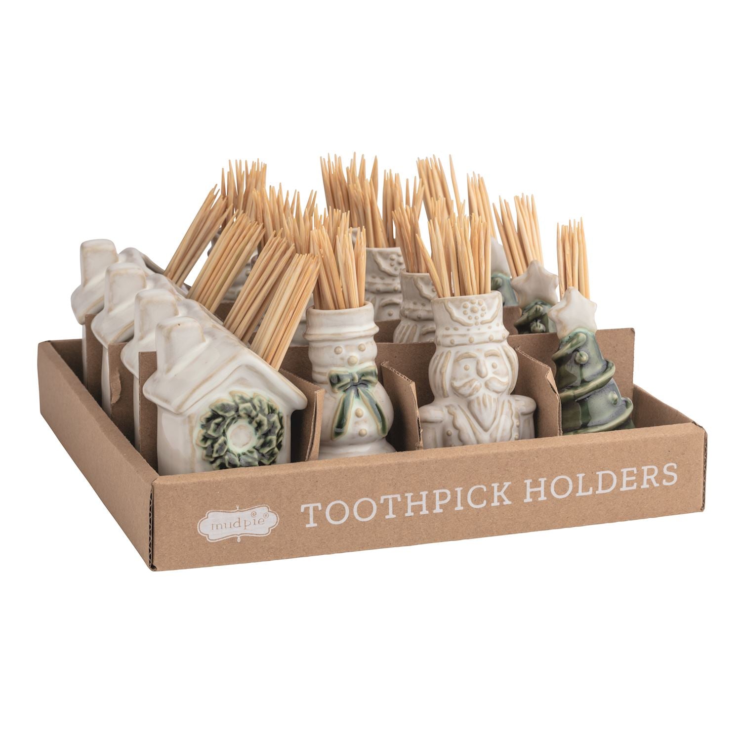White Christmas Toothpick Caddy Sets