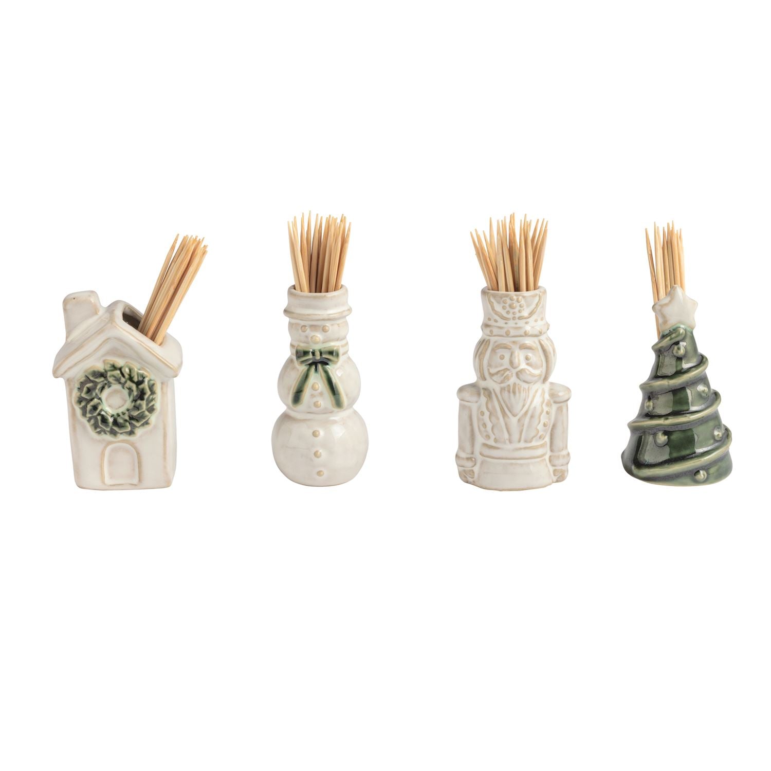 White Christmas Toothpick Caddy Sets