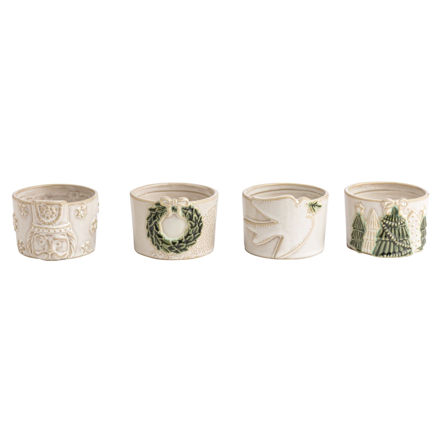 White Christmas Tidbit Dishes