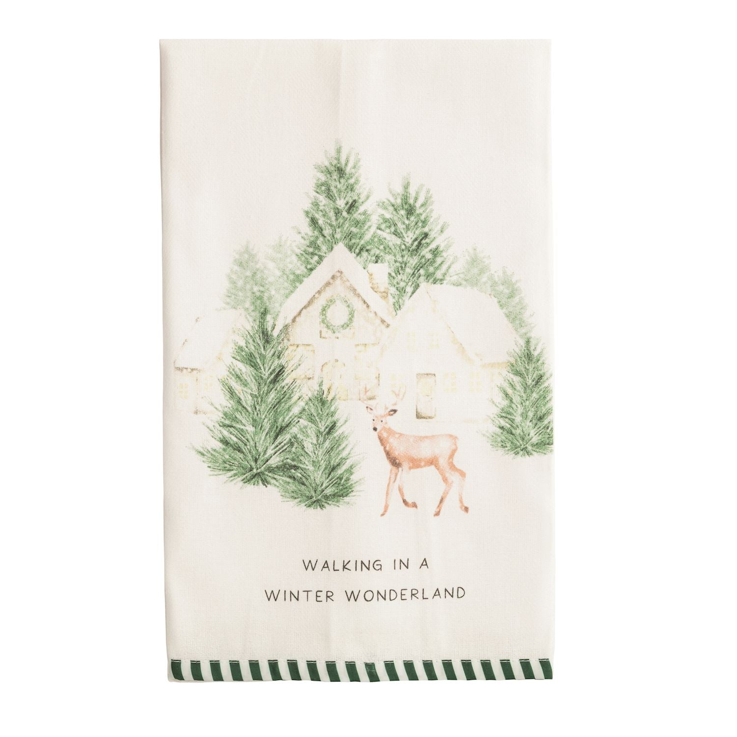 House White Christmas Stripe Hem Towel