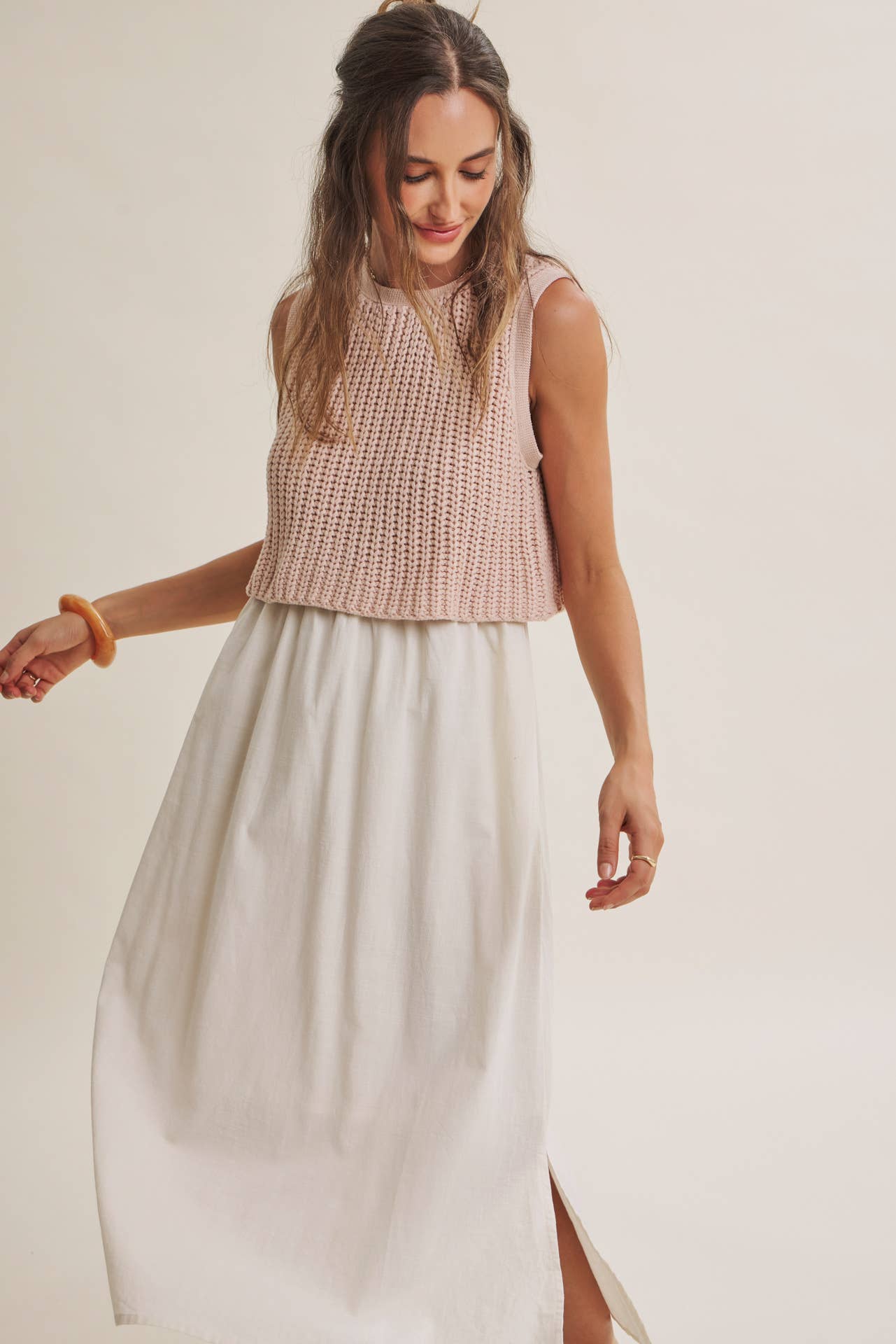 TRUE CUSTOMER FAVORITE CHUNKY SWEATER TWOFER MIDI DRESS
