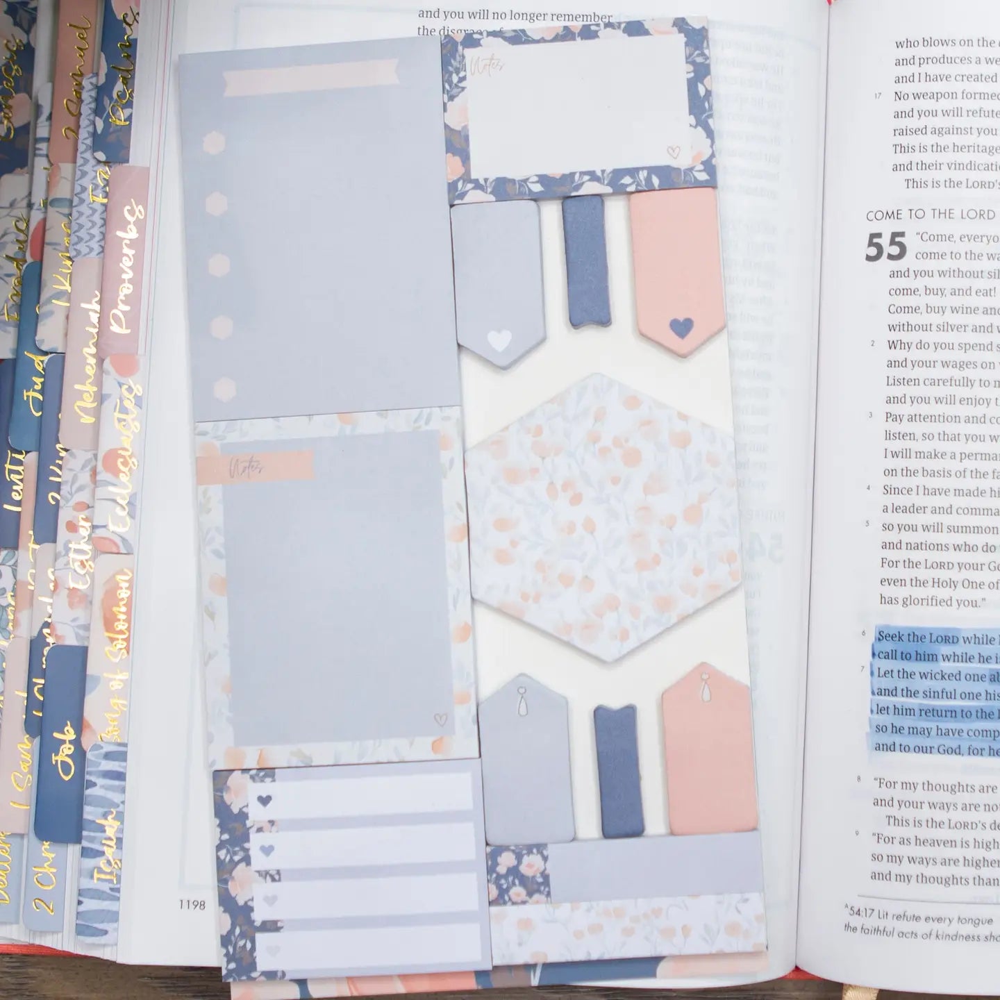 Blue Floral Sticky Notes For Bible - Michigan Southern Charm