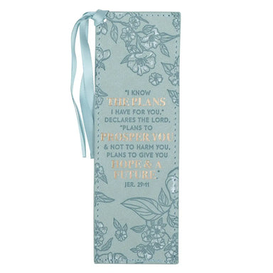 Bookmark Faux Leather Teal I Know the Plans Jer. 29:11 - Michigan Southern Charm
