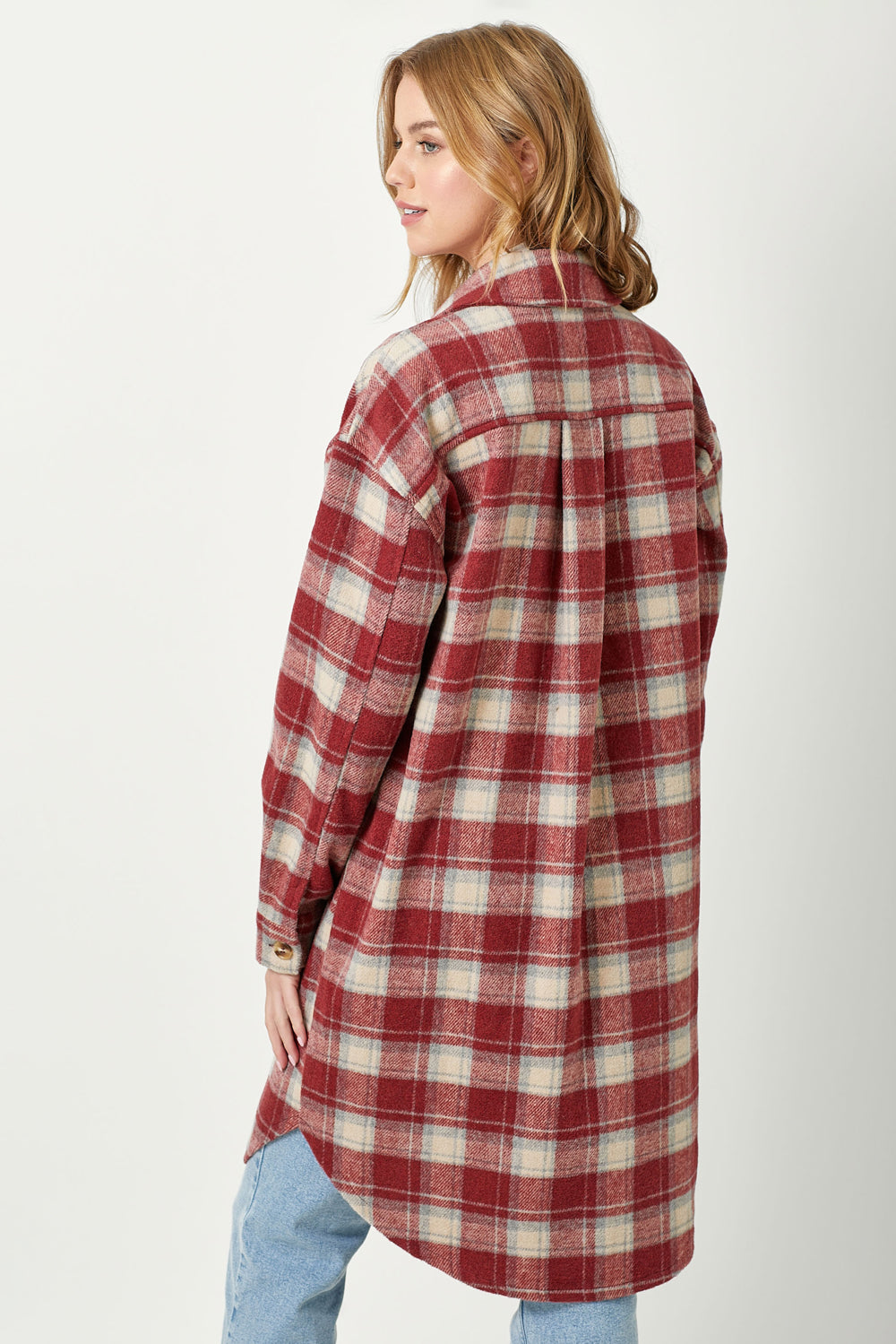 FRINGE PLACKET PLAID JACKET