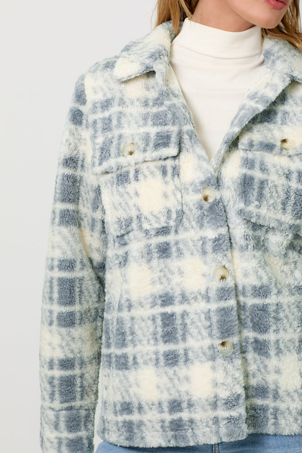 BUTTON DOWN PRINT FUR JACKET