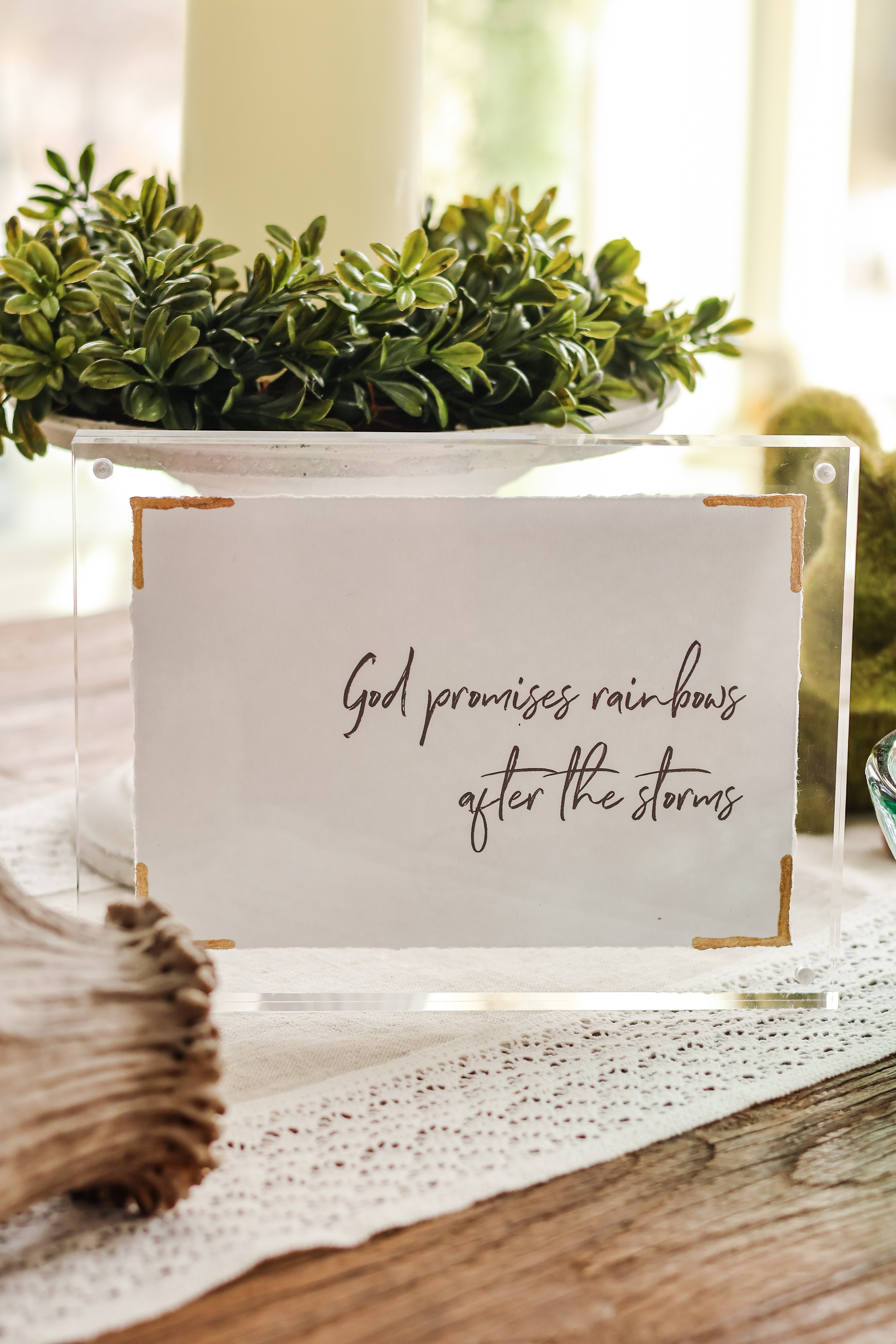 God Promises Rainbows Acrylic Frame