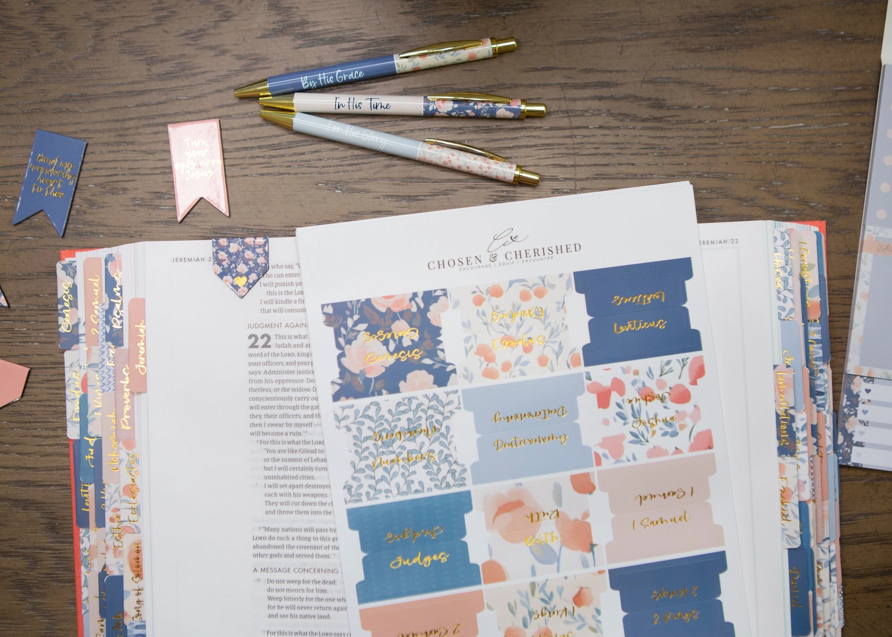 Blue Floral Tabs For Your Bible - Michigan Southern Charm