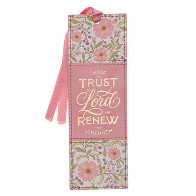 Bookmark Faux Leather Coral Trust in the Lord Isa 40:31 - Michigan Southern Charm
