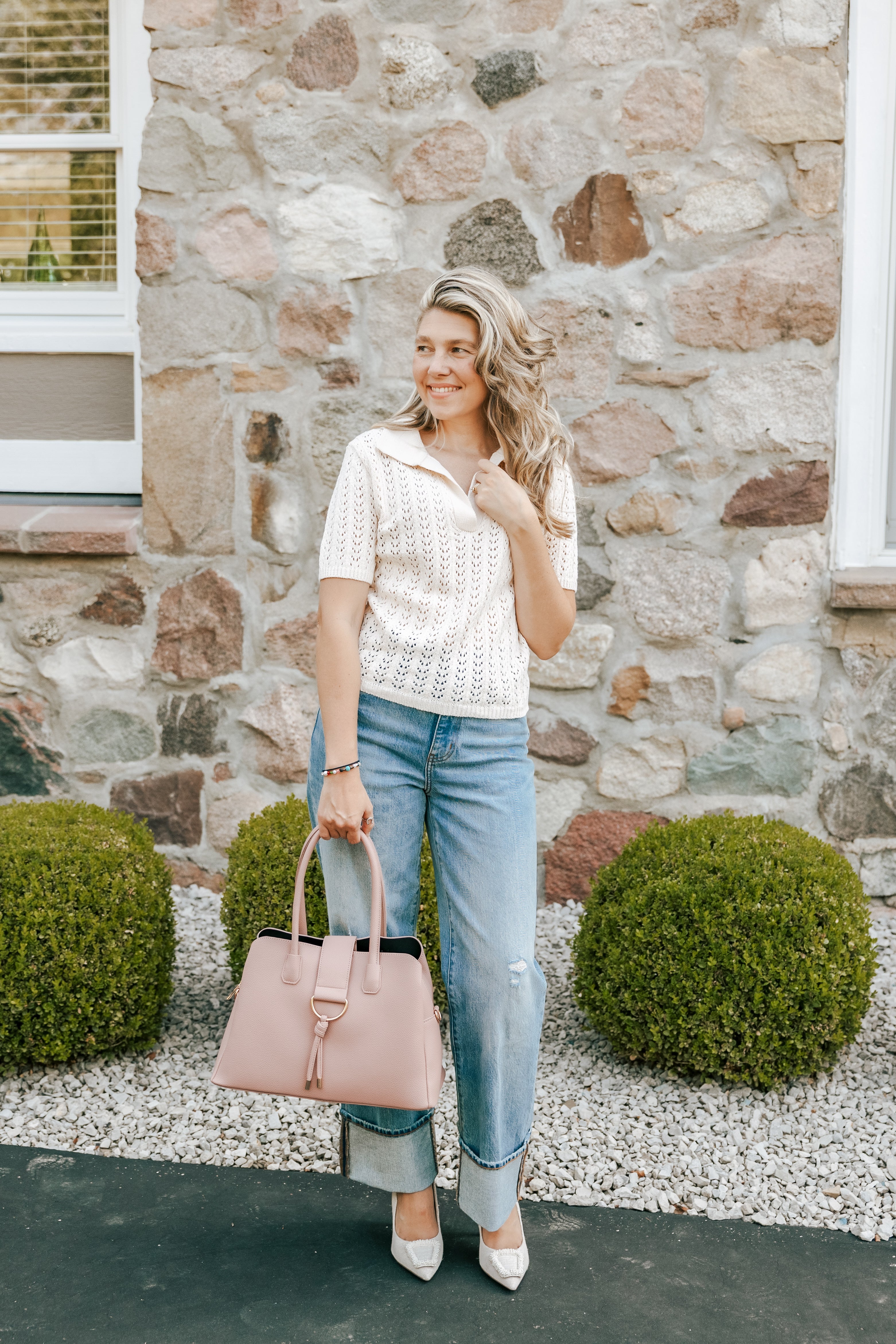 Short Sleeve Collar Neck Sweater