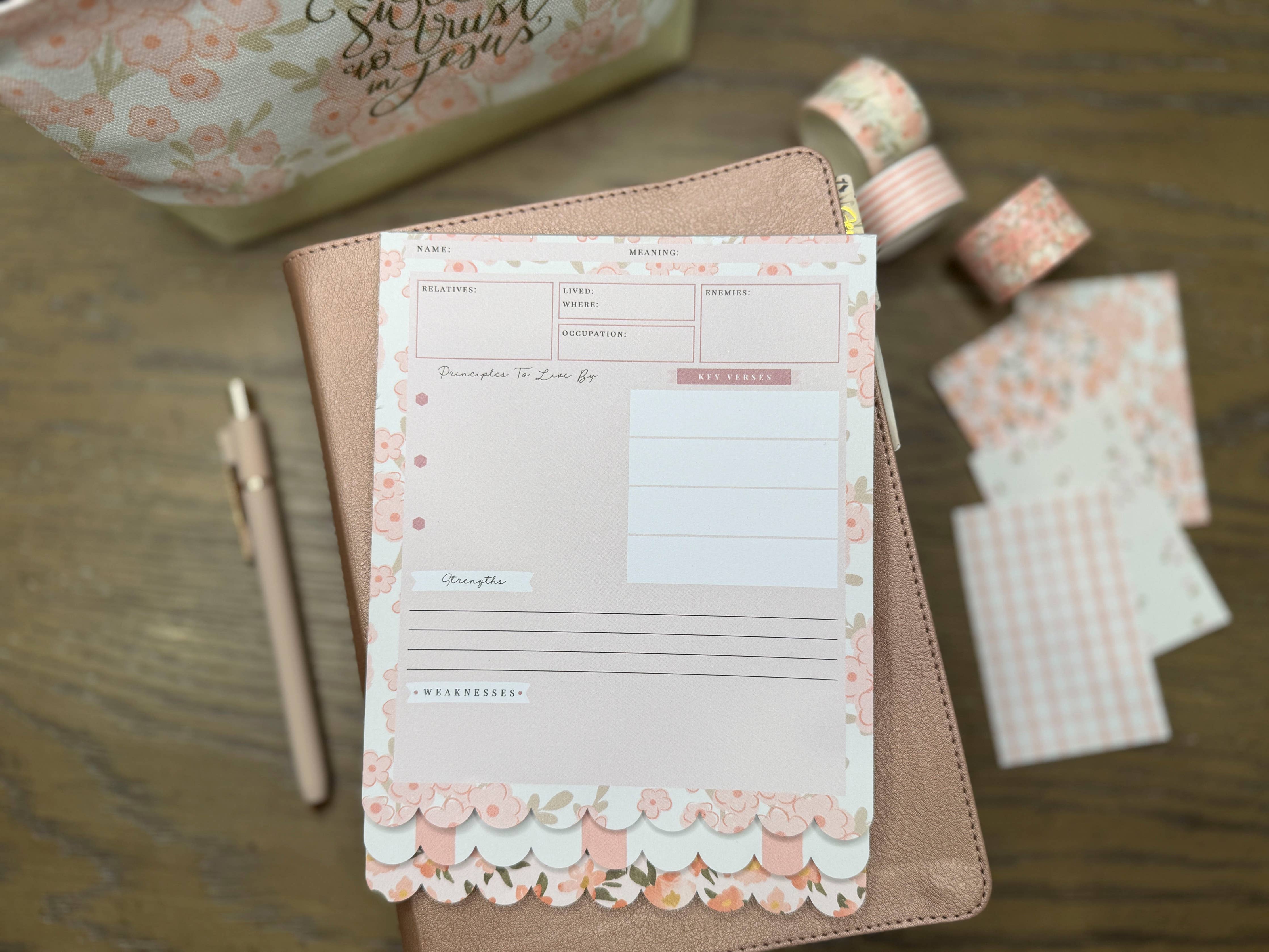 Peach Floral Bible Study Tip-In Notepad