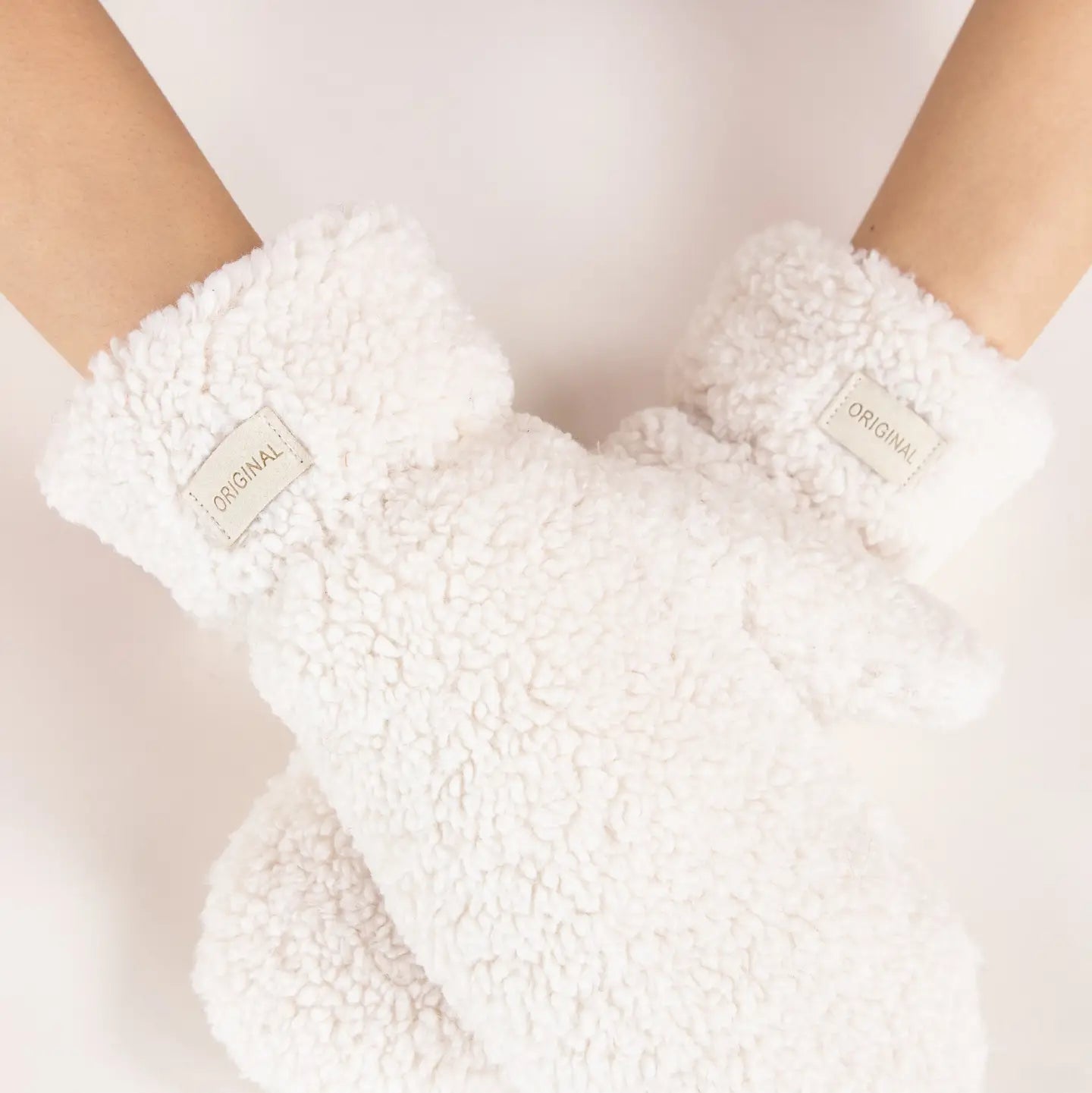 Solid Fuzzy Faux Fur Mittens