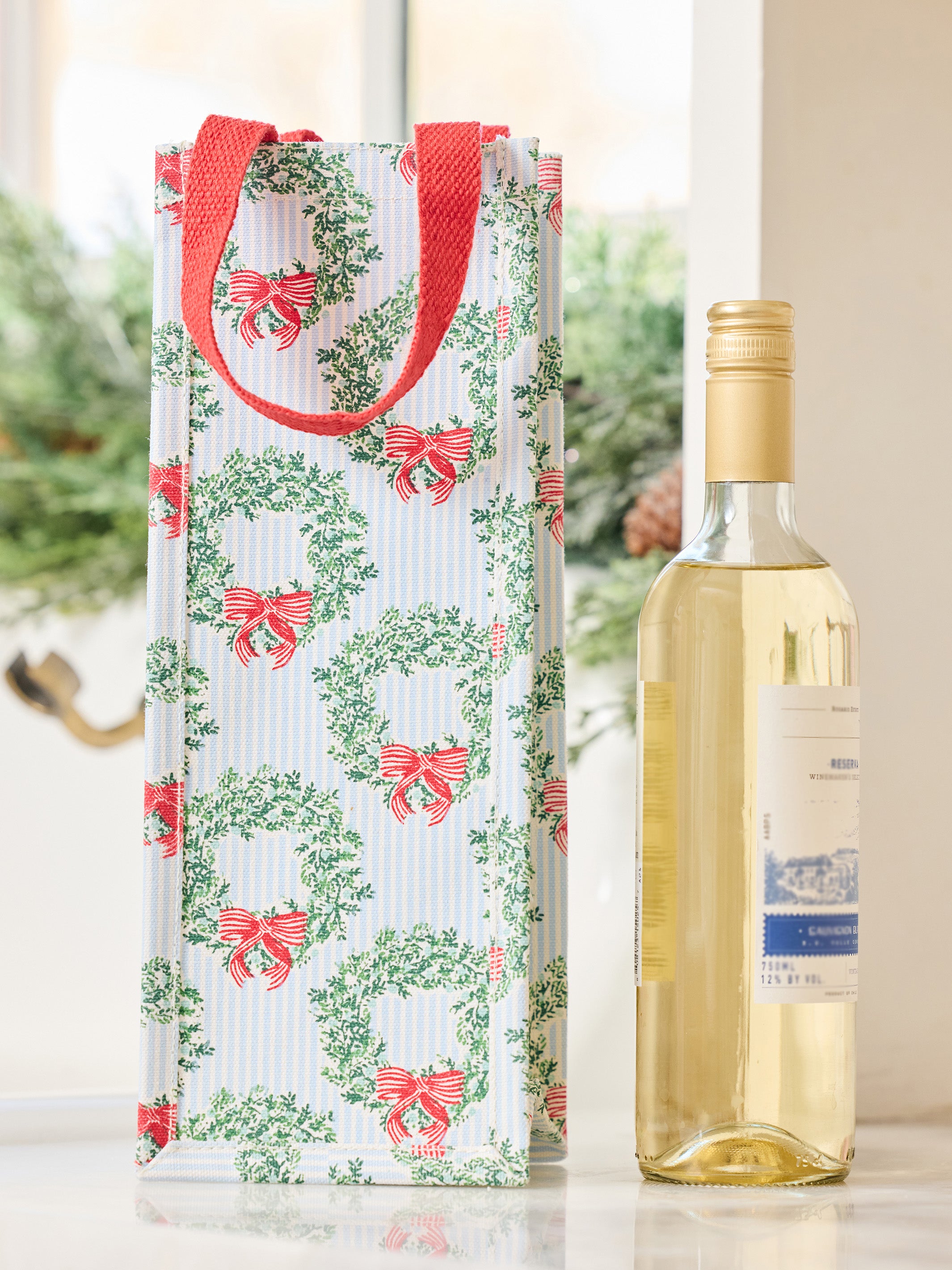 Vineyard Wine Bag Wreath & Ribbon