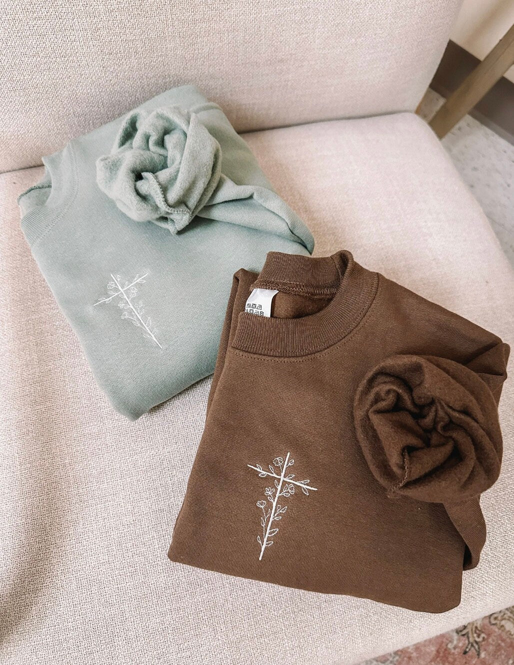 Embroidered Floral Cross Sweatshirt