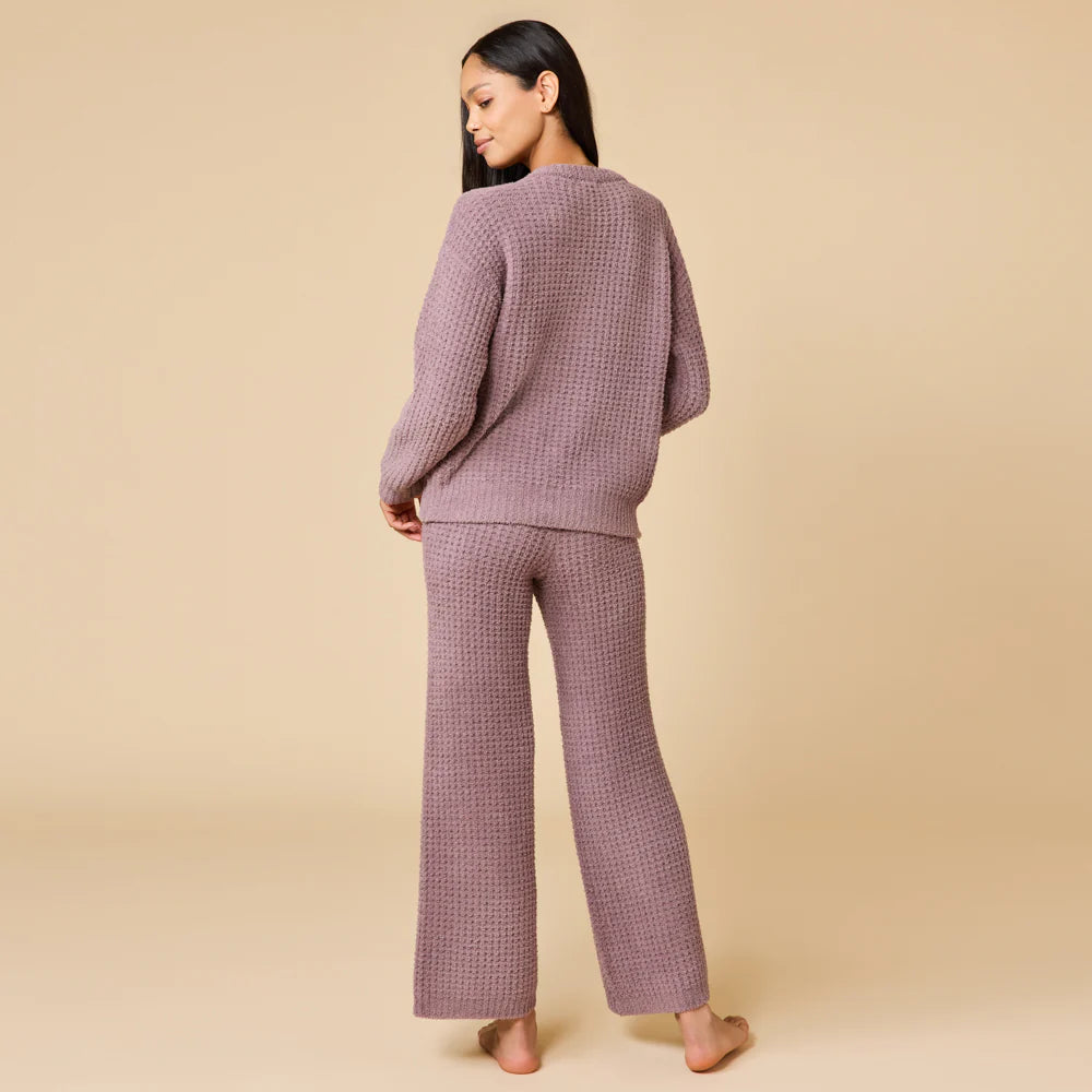 Waffle Marshmallow V-Neck Luxe Lounge Set Driftwood
