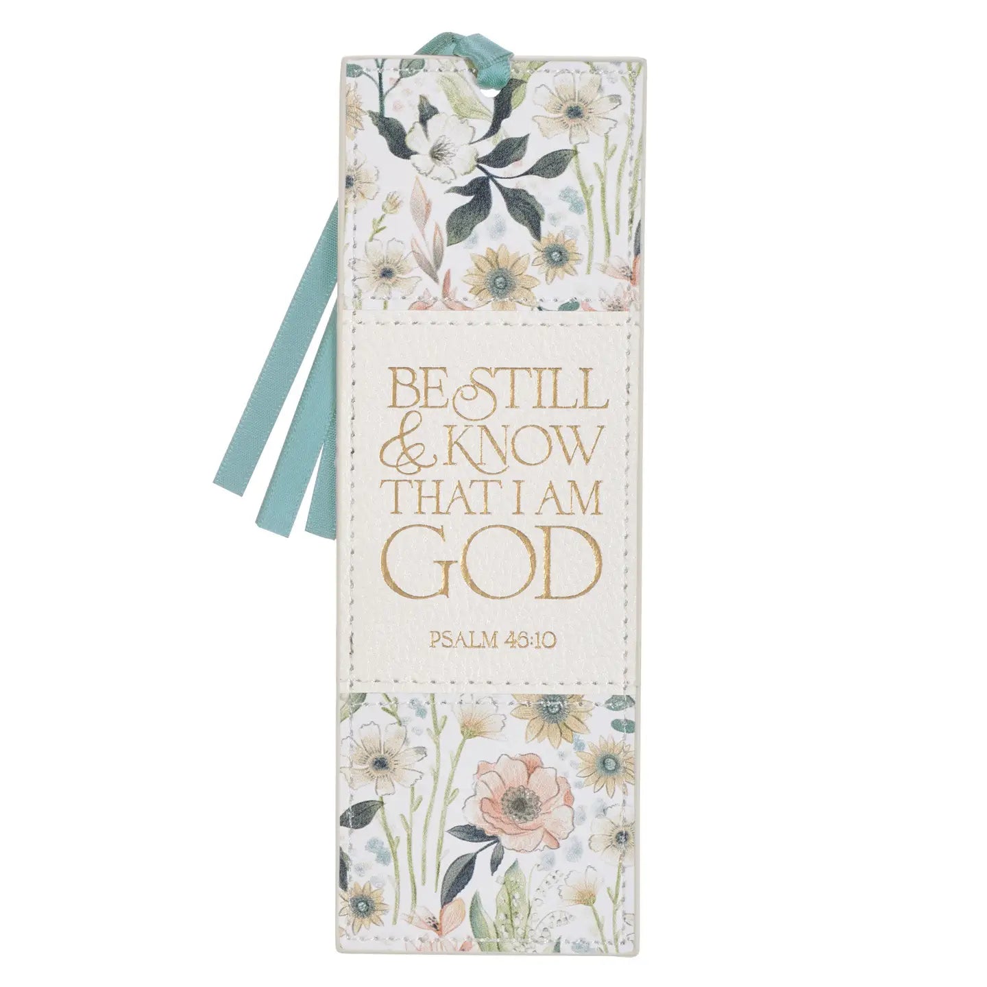 Bookmark Faux Leather White Be Still Ps. 46:10