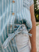 Stripe Chambray Short Sleeve Button Down Shirt - Michigan Southern Charm