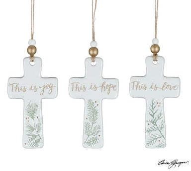 MESSAGE CROSS SHAPE ORNAMENTS - Michigan Southern Charm
