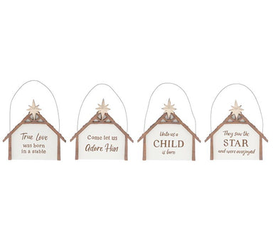 WOODEN CRECHE ORNAMENTS WITH MESSAGE - Michigan Southern Charm