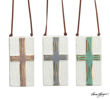 RAISED CROSS ON RECTANGLE ORNAMENT - Michigan Southern Charm