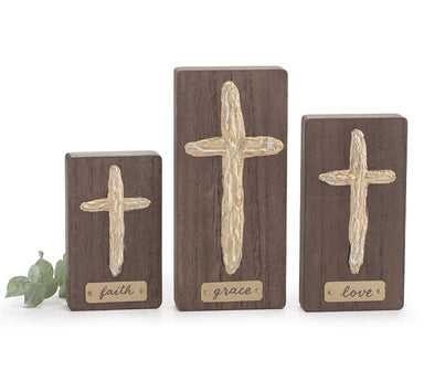 VARIED WOODEN CROSS SHELF SITTER - Michigan Southern Charm