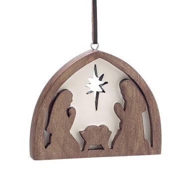 HOLY FAMILY SILHOUETTE MANGO WOOD ORNAMENT - Michigan Southern Charm