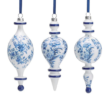 ORNAMENT WHITE WITH BLUE FLORAL - Michigan Southern Charm