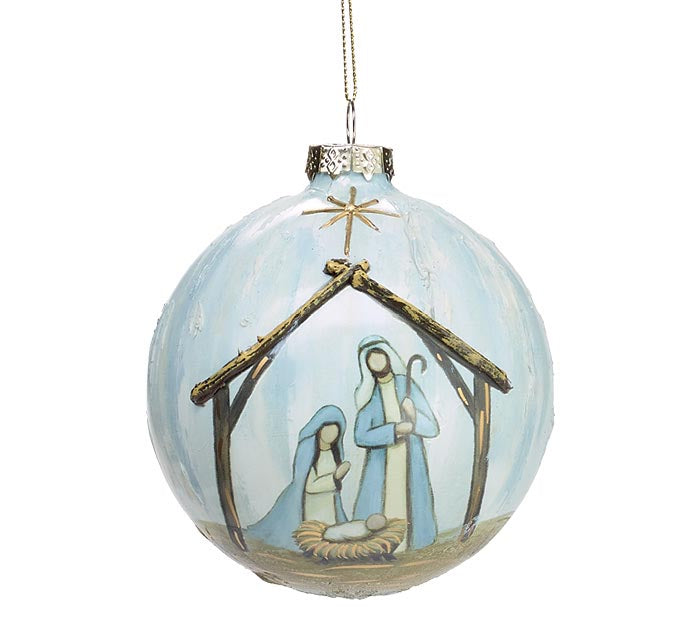 GLASS ORNAMENT WITH HOLY FAMILY - Michigan Southern Charm