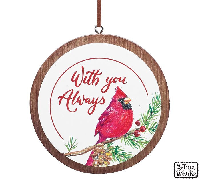 WITH YOU ALWAYS WOODEN CARDINAL ORNAMENT