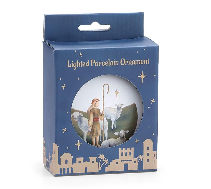 LED LIGHTED SHEPHERD PORCELAIN ORNAMENT