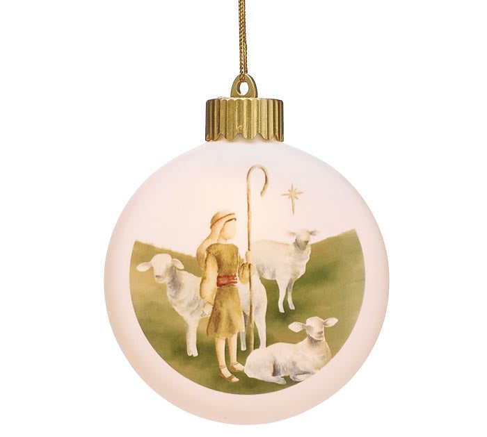 LED LIGHTED SHEPHERD PORCELAIN ORNAMENT