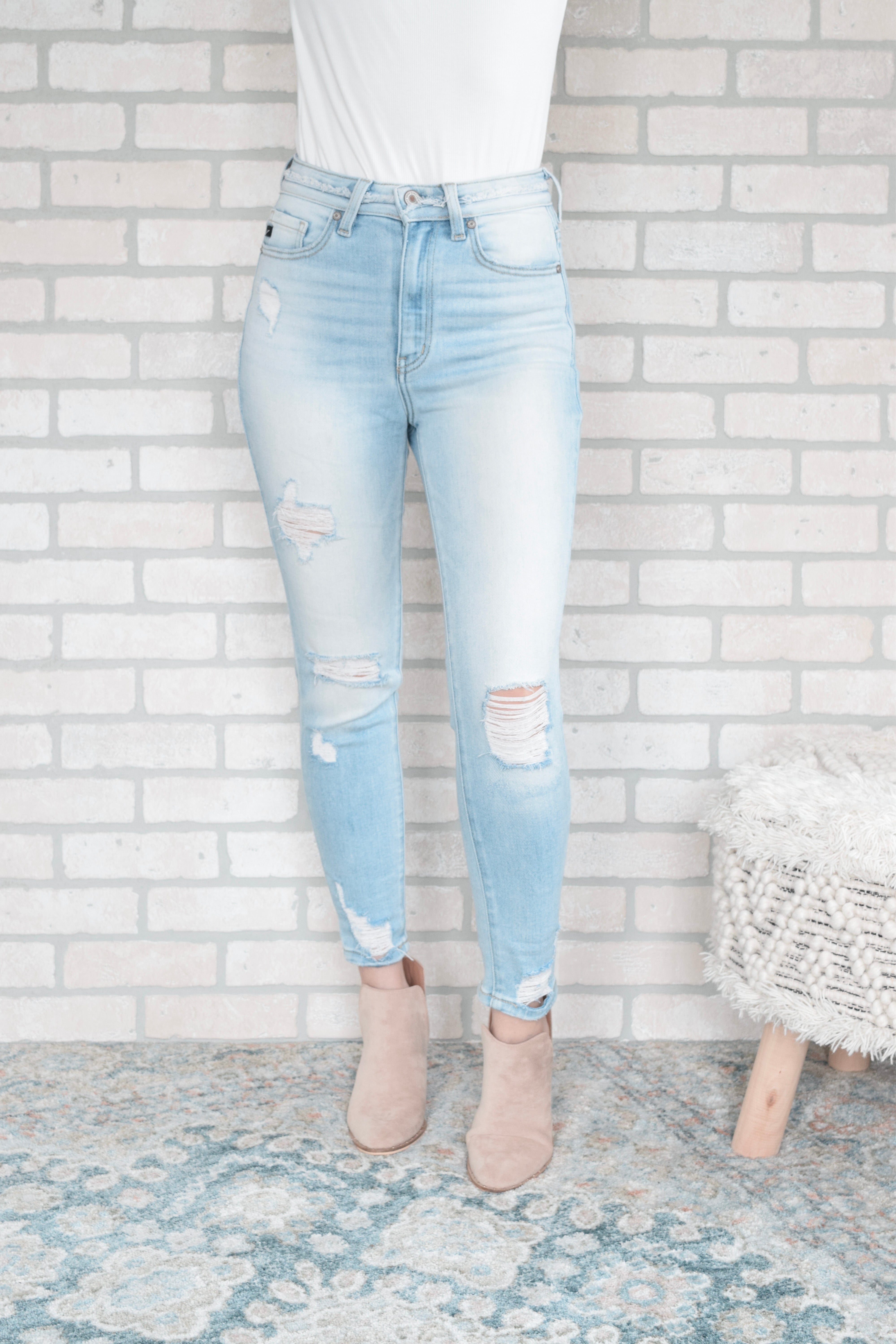 Kan Can High Rise Ankle Skinny Jeans