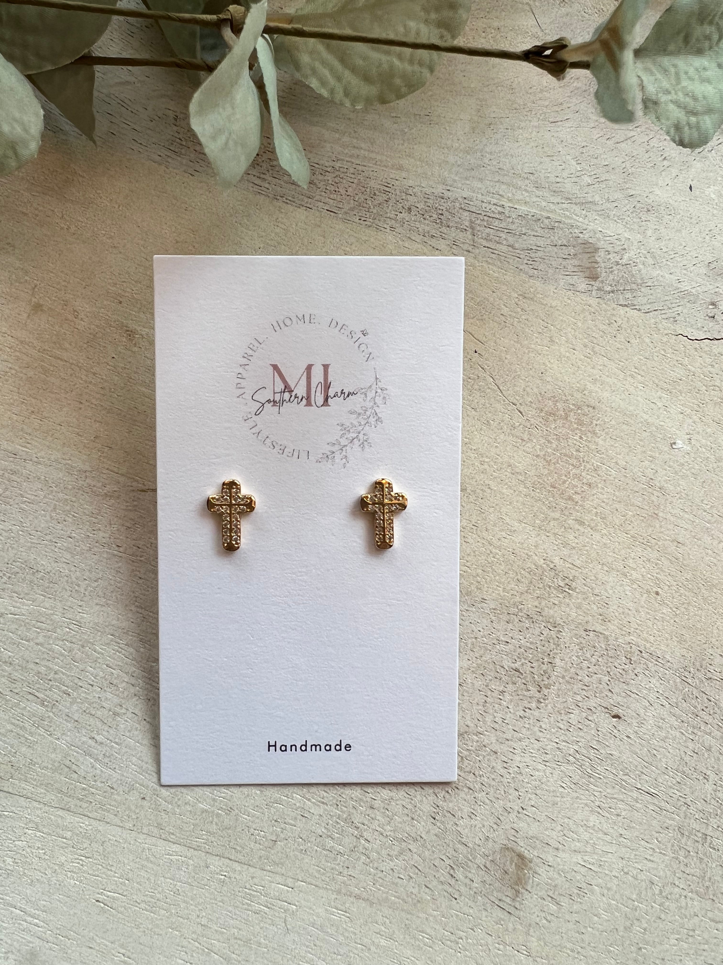 Gold Filled Divine Cross Post Earrings