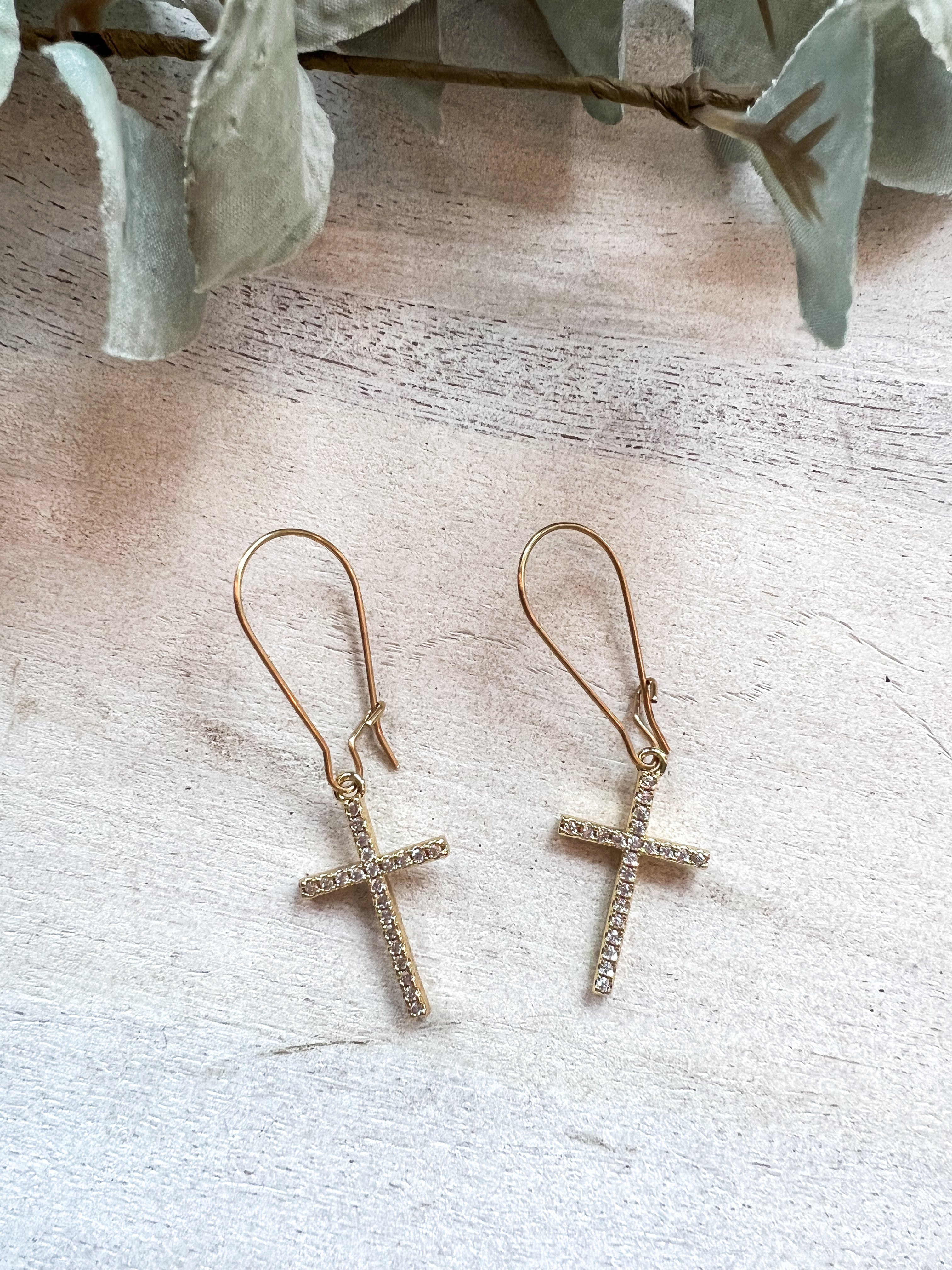 Elite Cross Earrings Crystal Cross