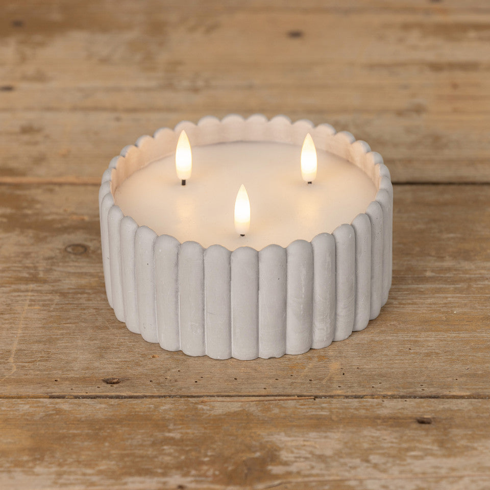 Grey Cement 3 Wick 3D Flame Candle