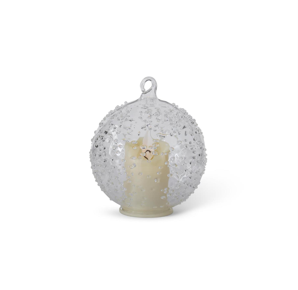 LED Textured Clear Glass Ornament w/Timer