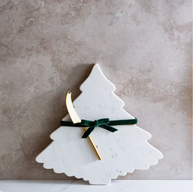 13" MARBLE TREE SERVE BOARD W/KNIFE - Michigan Southern Charm