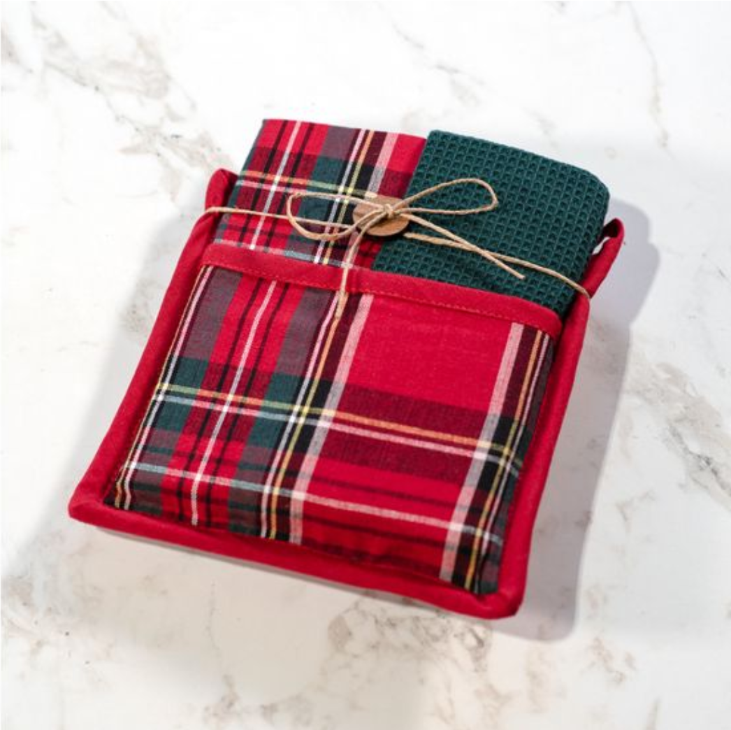 TARTAN PLAID POTHOLDER TOWEL SET - Michigan Southern Charm