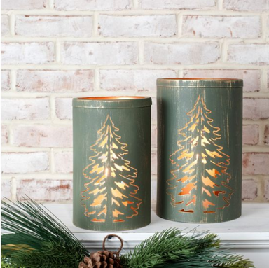 GREEN TIN TREE LANTERNS - Michigan Southern Charm