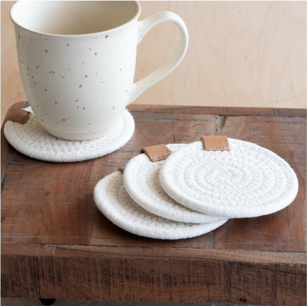 ROUND WHITE COASTERS SET OF 4 - Michigan Southern Charm