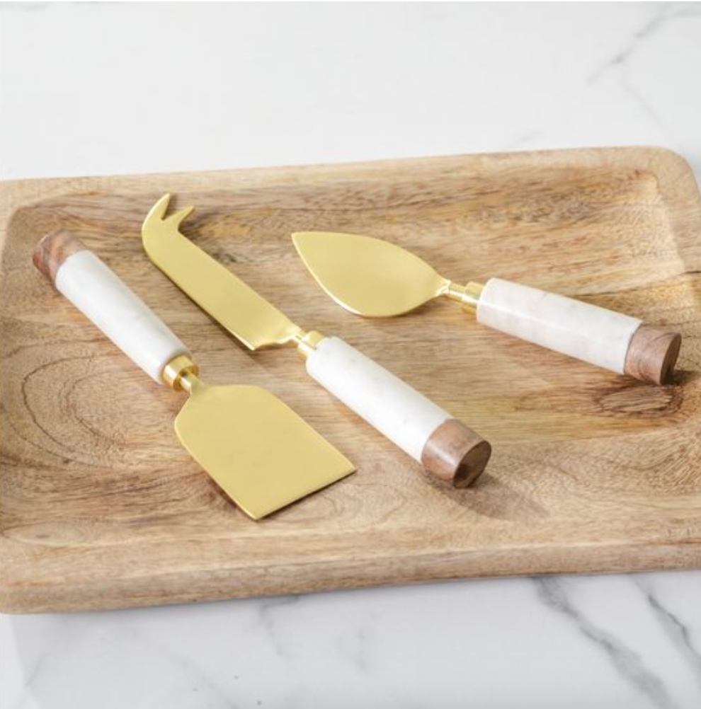 MARBLE & GOLD CHEESE KNIFE SET - Michigan Southern Charm