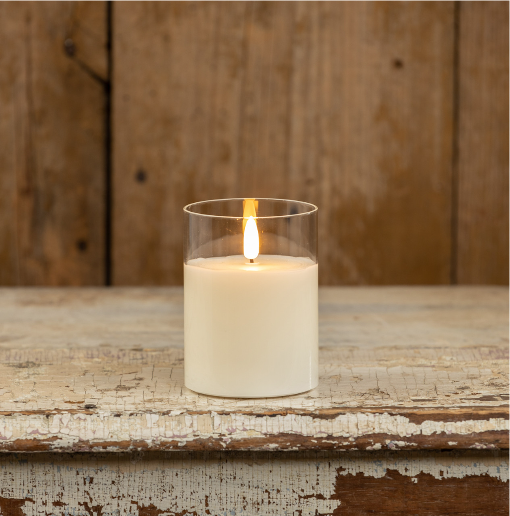 4" GLASS 3D FLAME CANDLE - Michigan Southern Charm
