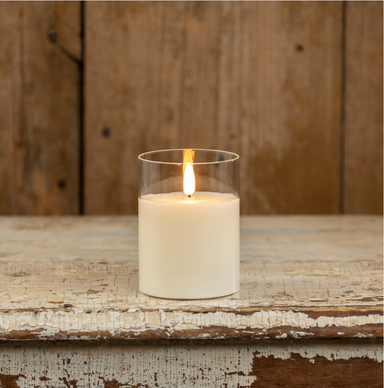 4" GLASS 3D FLAME CANDLE - Michigan Southern Charm