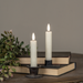 SET/ 2 - 5.75" 3D FLAME CREAM SHIMMER TAPER CANDLE - Michigan Southern Charm