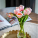 FAUX PINK TULIPS IN SKINNY GLASS VASE - Michigan Southern Charm