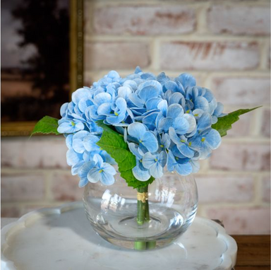 BLUE HYDRANGEA IN GLASS VASE - Michigan Southern Charm