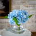 BLUE HYDRANGEA IN GLASS VASE - Michigan Southern Charm