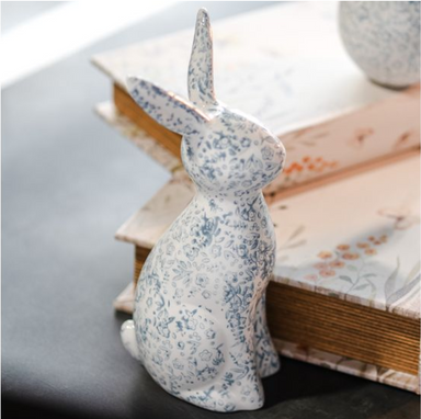 BLUE FLORAL DOLOMITE BUNNY 8" - Michigan Southern Charm