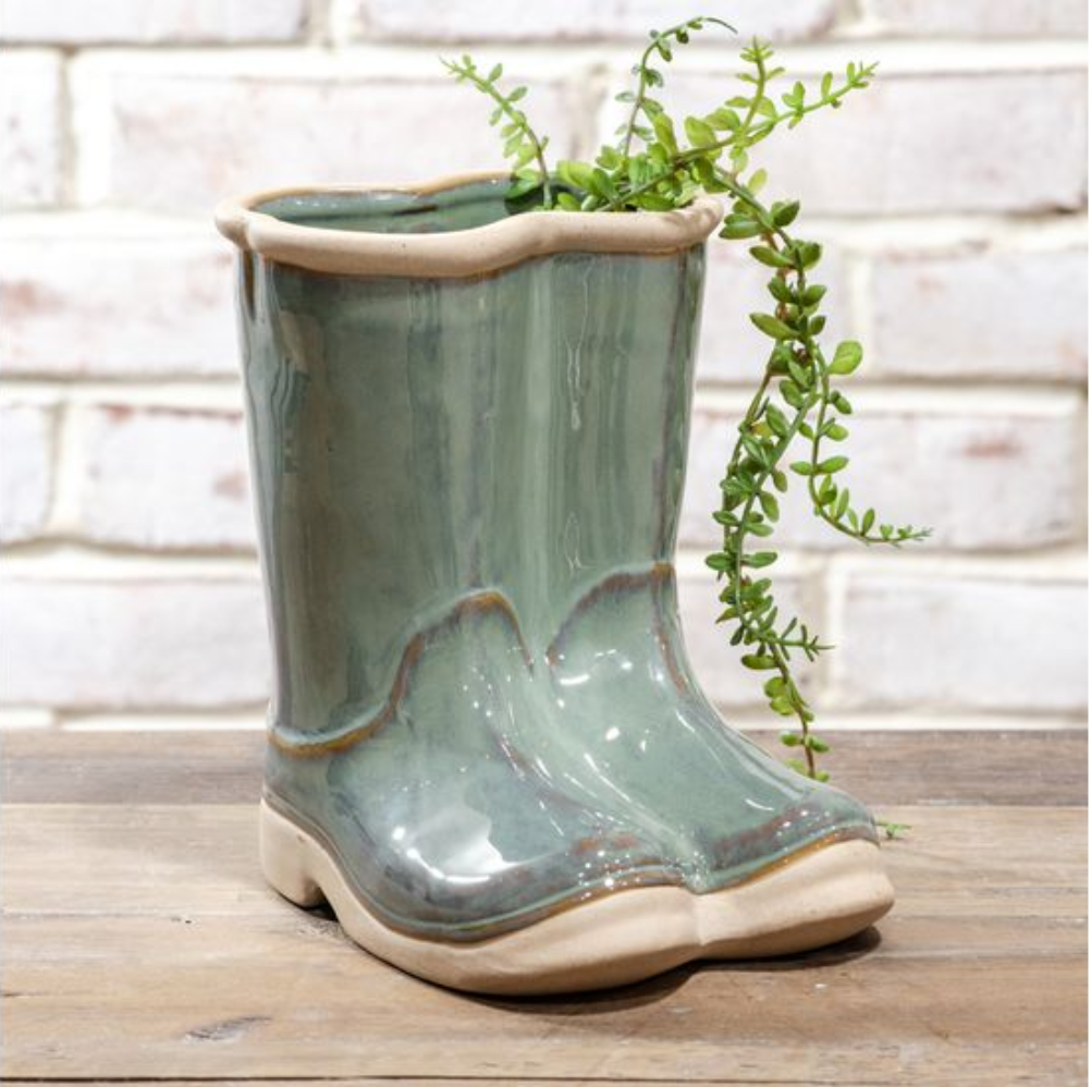 TEAL RAINBOOTS PLANTER - Michigan Southern Charm