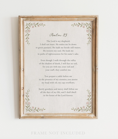 Psalm 23 Vintage Wall Art Print - Michigan Southern Charm